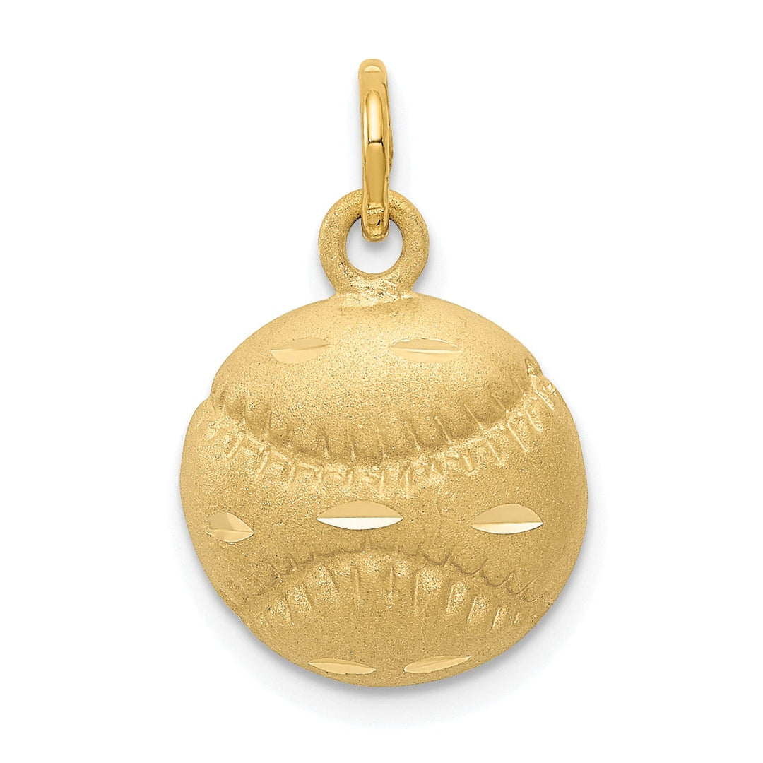 14k Yellow Gold Concave Baseball Charm Pendant