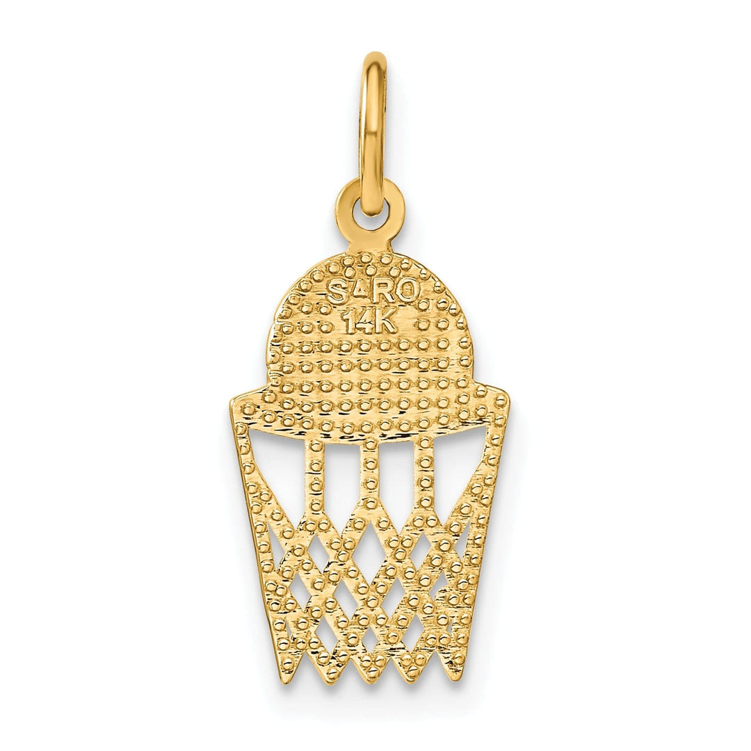 14k Yellow Gold Basketball in Net Charm Pendant