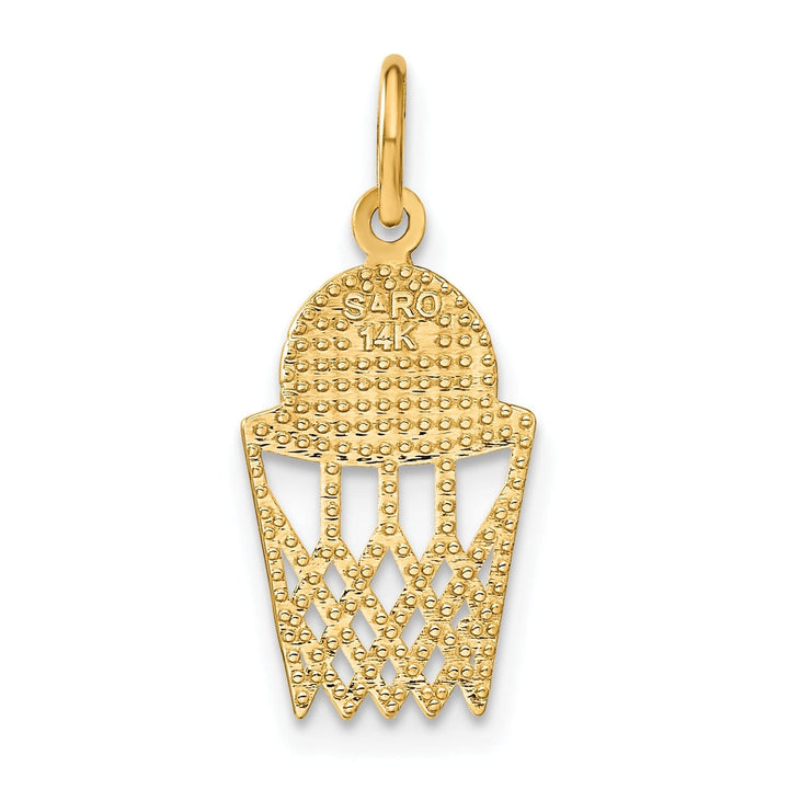 14k Yellow Gold Basketball in Net Charm Pendant