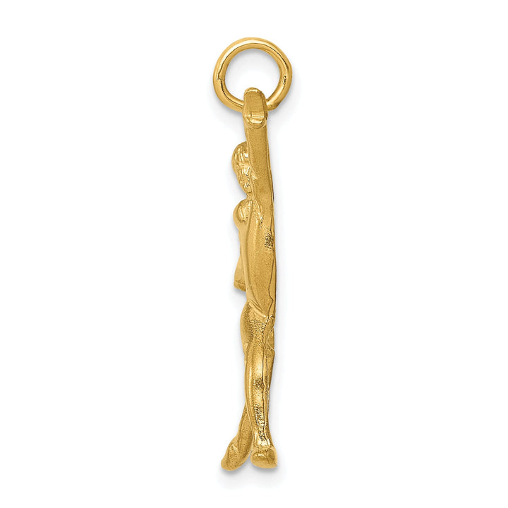 Solid 14 Yellow Gold Girl Gymnast Charm Pendant