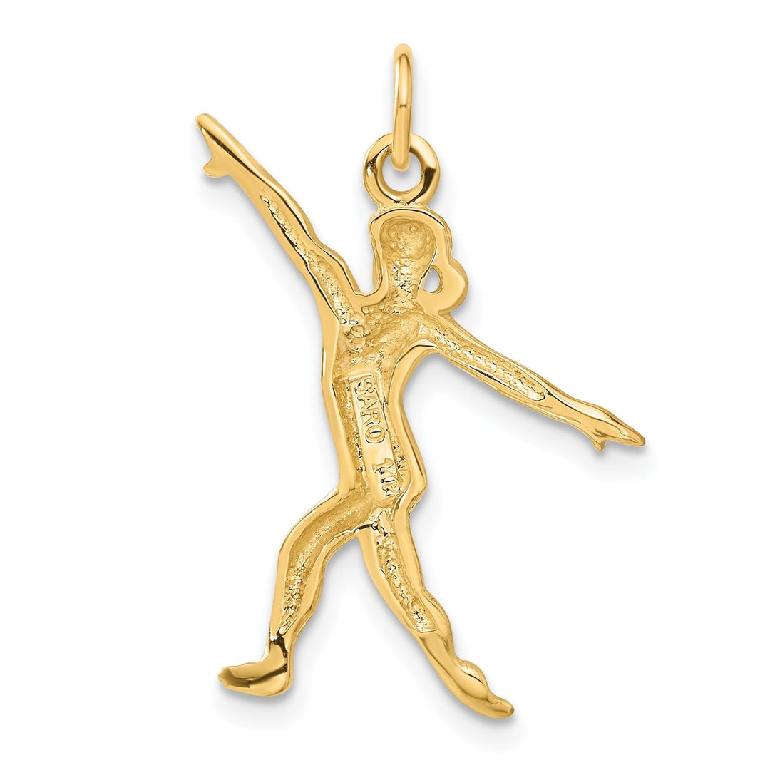 Solid 14 Yellow Gold Girl Gymnast Charm Pendant