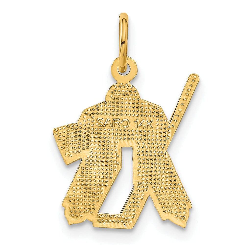 Solid 14k Yellow Gold Hockey Goalie Pendant