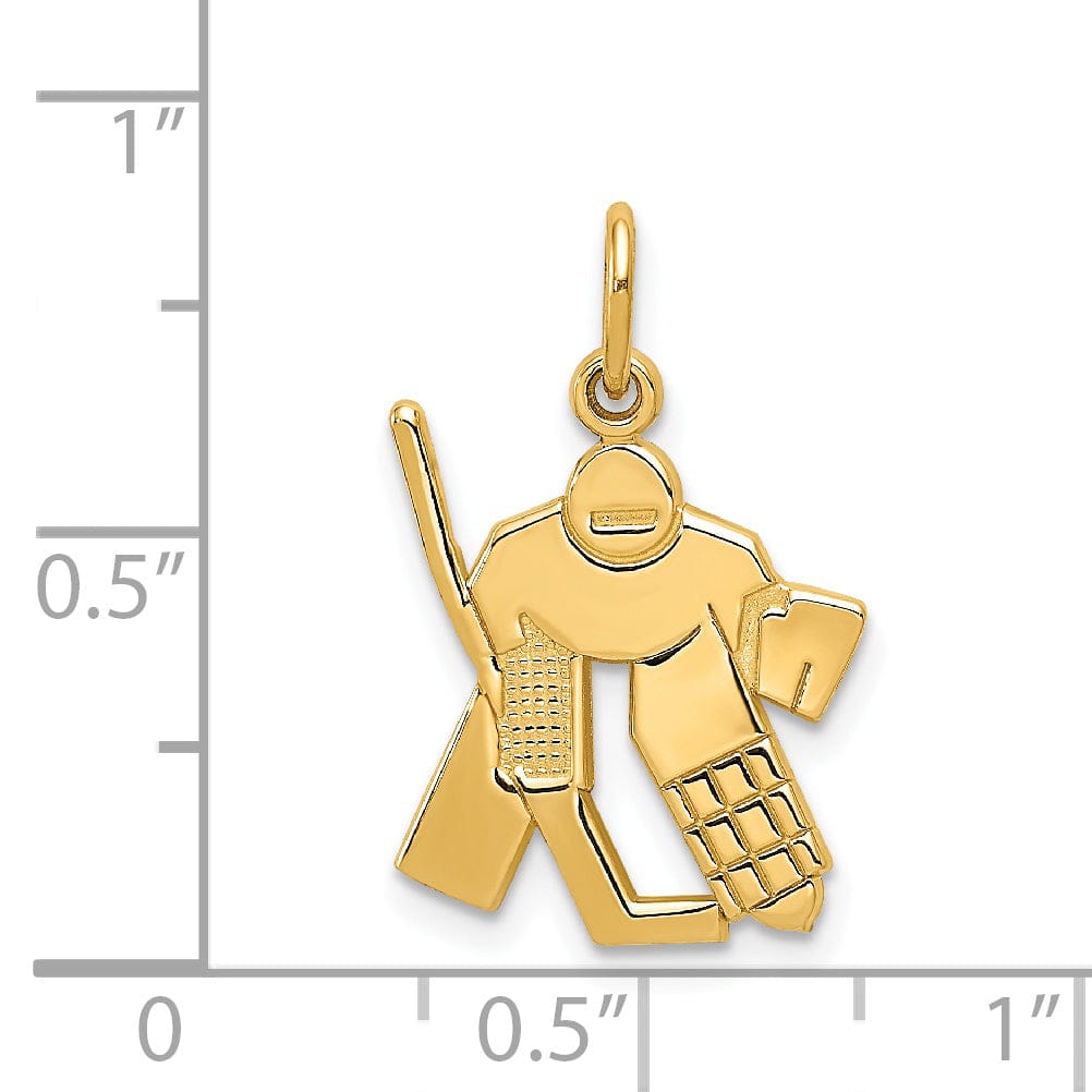 Solid 14k Yellow Gold Hockey Goalie Pendant