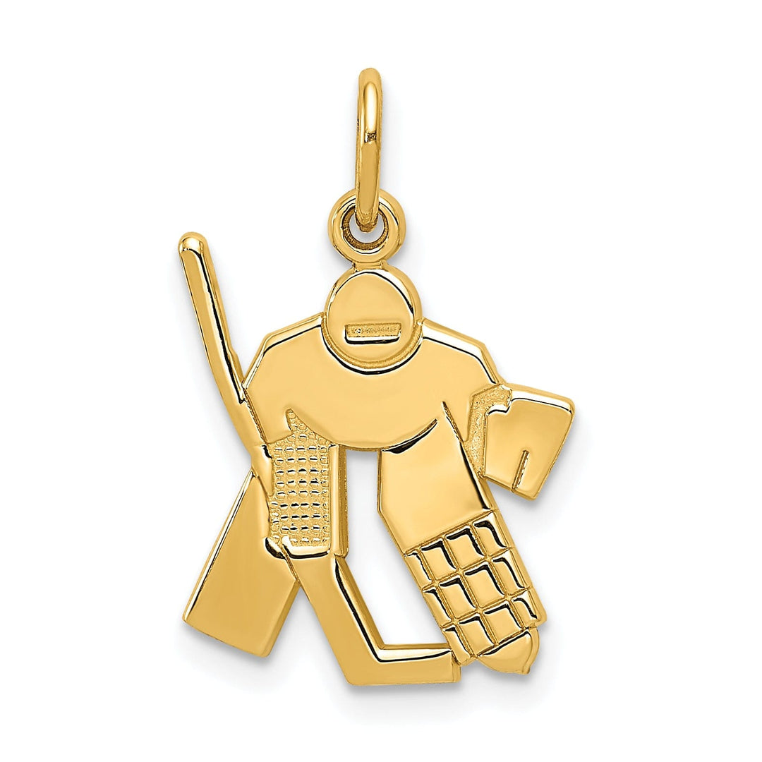 Solid 14k Yellow Gold Hockey Goalie Pendant