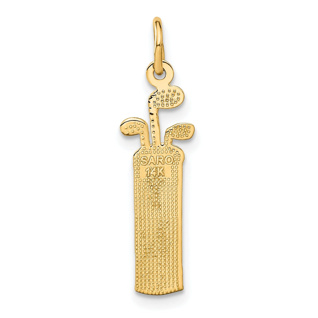 Solid 14k Yellow Gold Golf Bag Charm Pendant