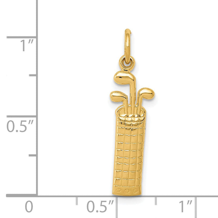 Solid 14k Yellow Gold Golf Bag Charm Pendant