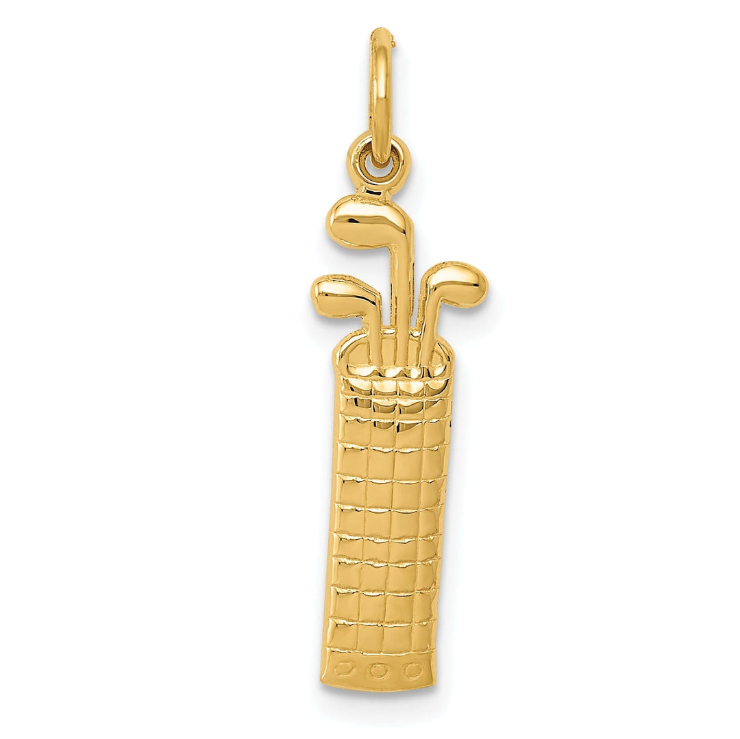 Solid 14k Yellow Gold Golf Bag Charm Pendant