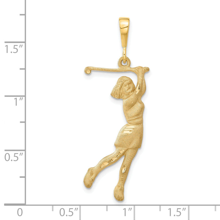 14k Yellow Gold Female Player Golfer Pendant