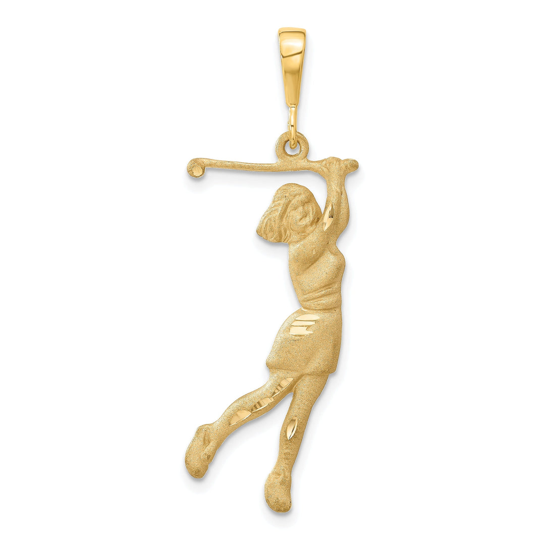 14k Yellow Gold Female Player Golfer Pendant