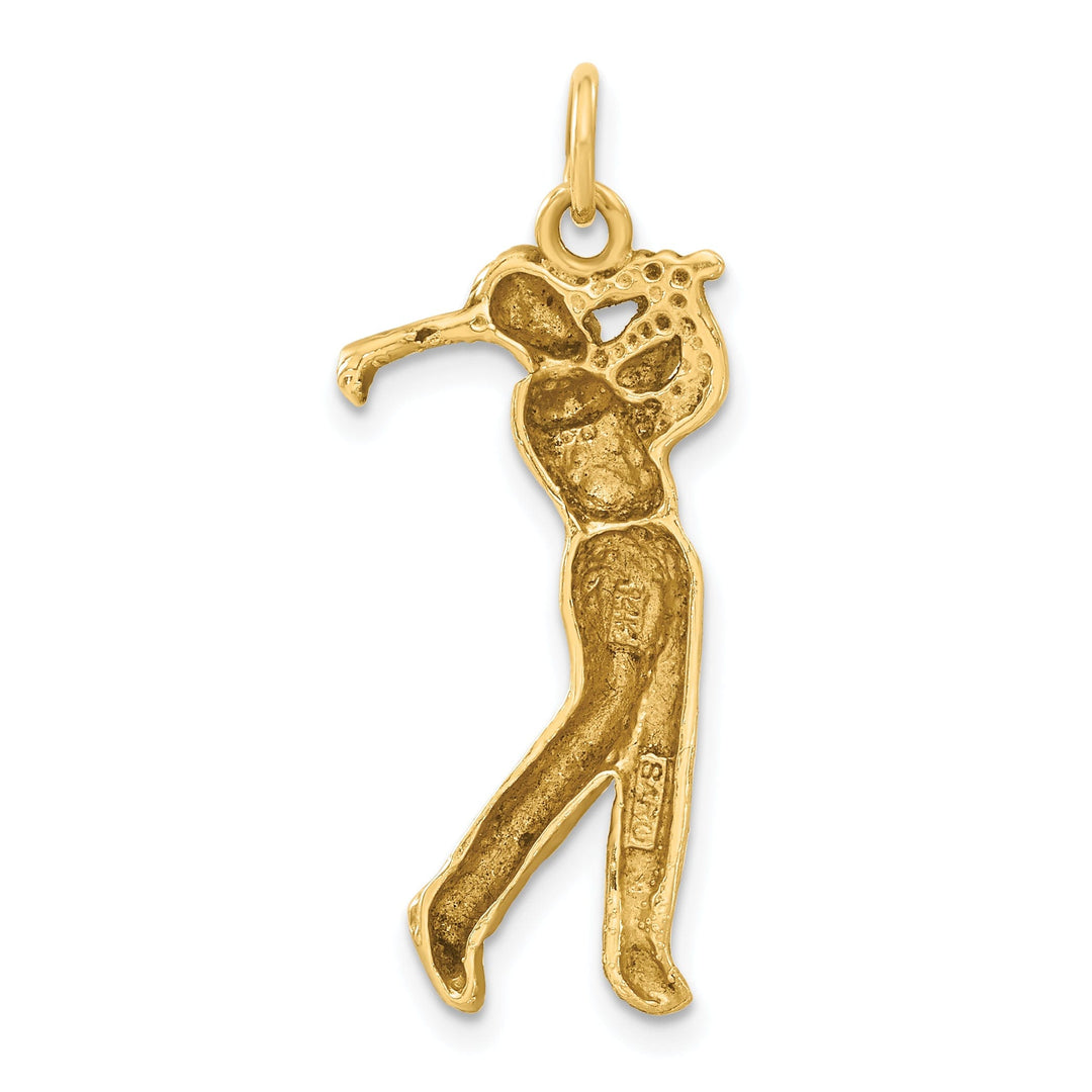 14k Yellow Gold Male Playing Golfer Pendant