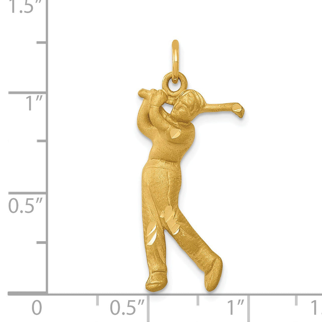 14k Yellow Gold Male Playing Golfer Pendant