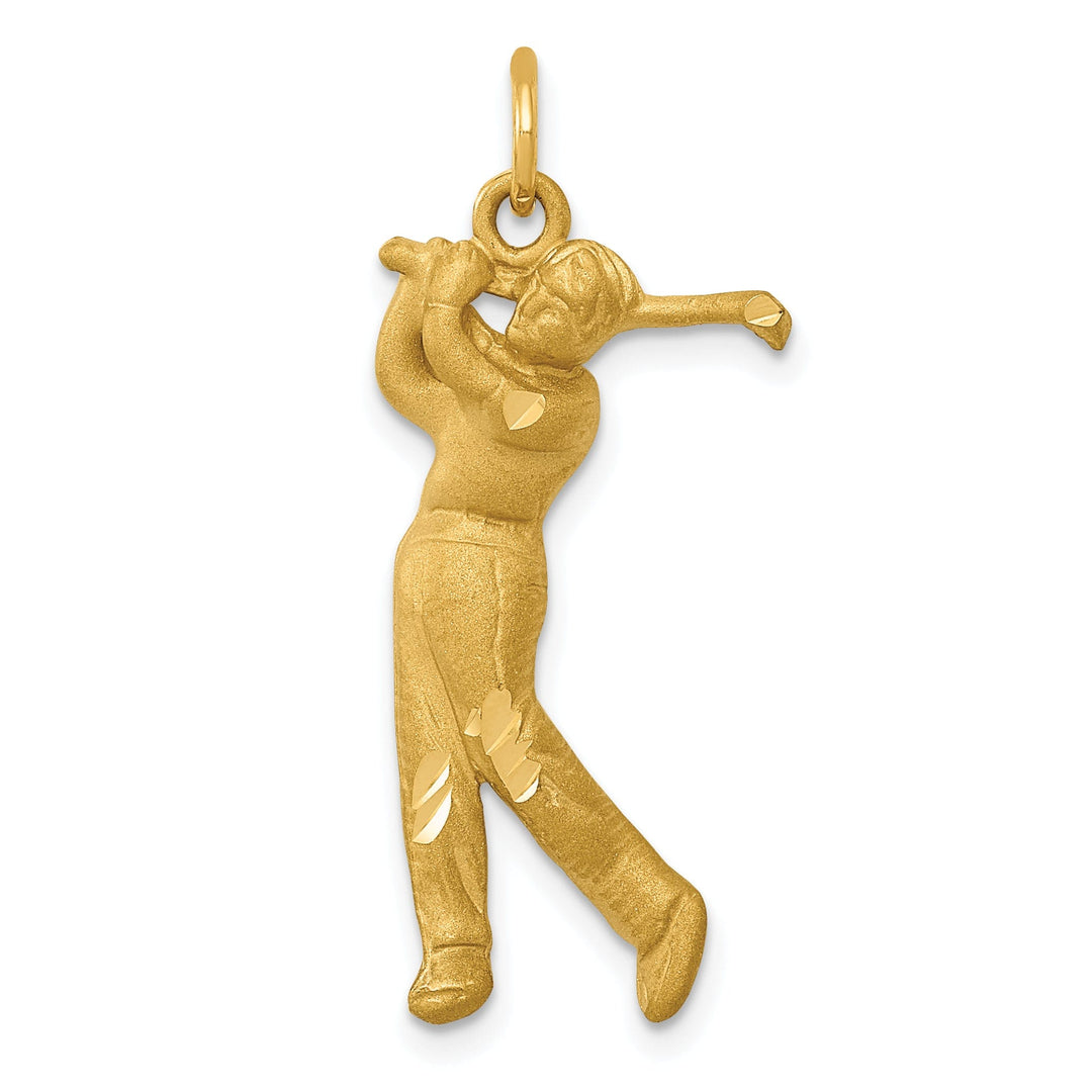 14k Yellow Gold Male Playing Golfer Pendant