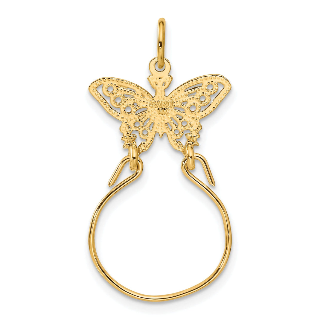 14k Yellow Gold Butterfly Design Charm Holder Pendant