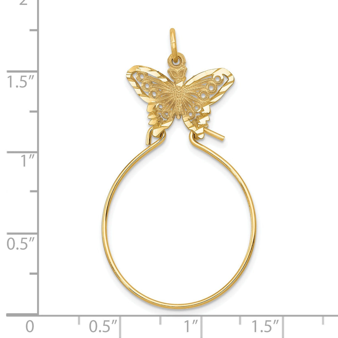 14k Yellow Gold Butterfly Design Charm Holder Pendant