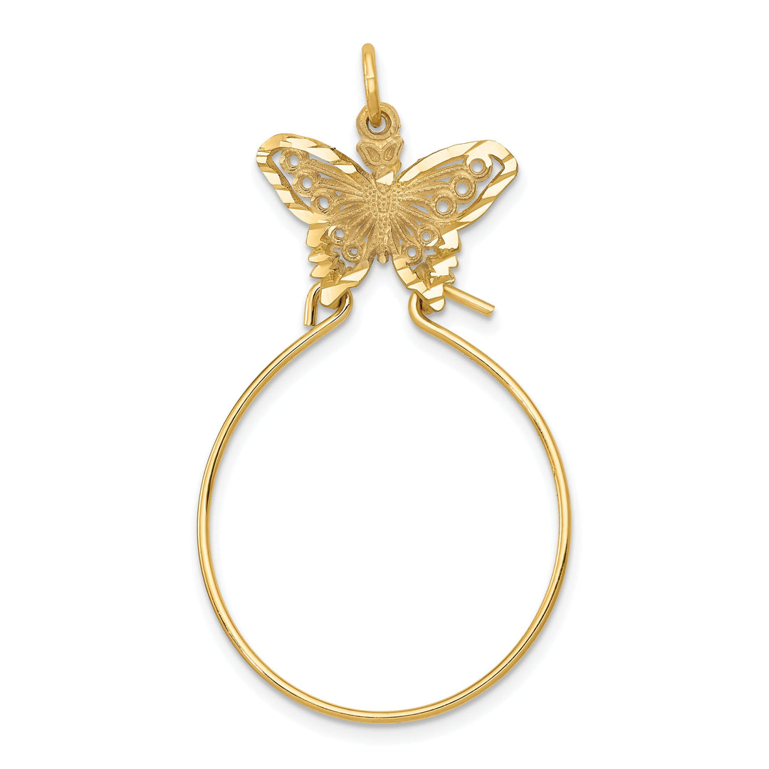 14k Yellow Gold Butterfly Design Charm Holder Pendant