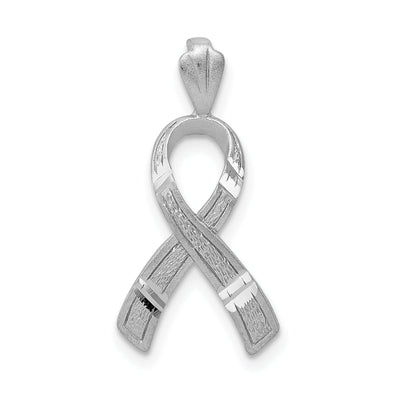 14k White Gold Solid Textured Brushed Diamond Cut Finish Awareness Ribbon Charm Pendant at $ 62.78 only from Jewelryshopping.com