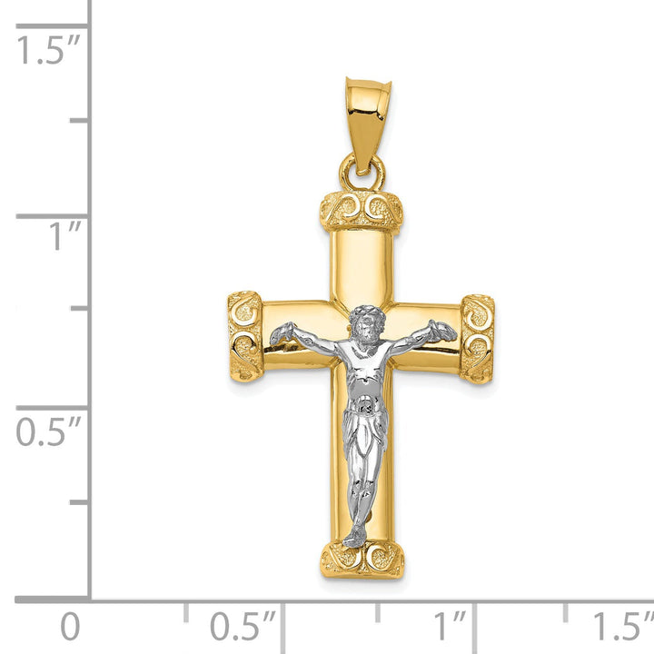 14k Two-tone Gold Celtic Iona Crucifix Pendant