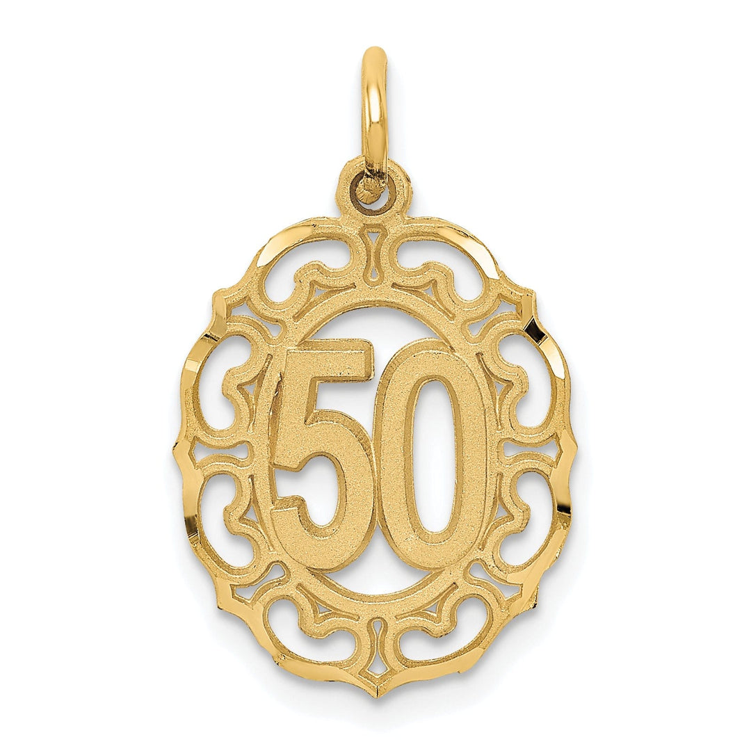 14k Yellow Gold #50 in Oval Charm Pendant