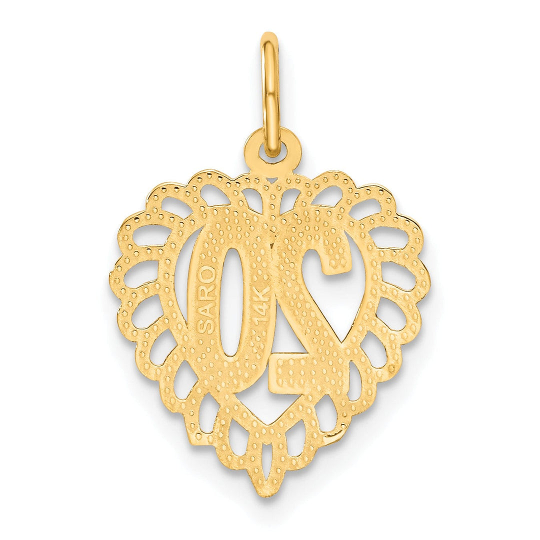 14k Yellow Gold 20 in Heart Charm Pendant
