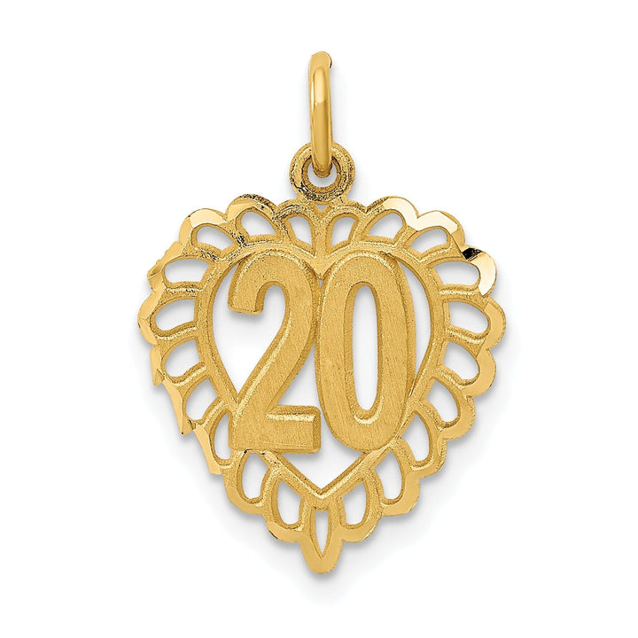 14k Yellow Gold 20 in Heart Charm Pendant