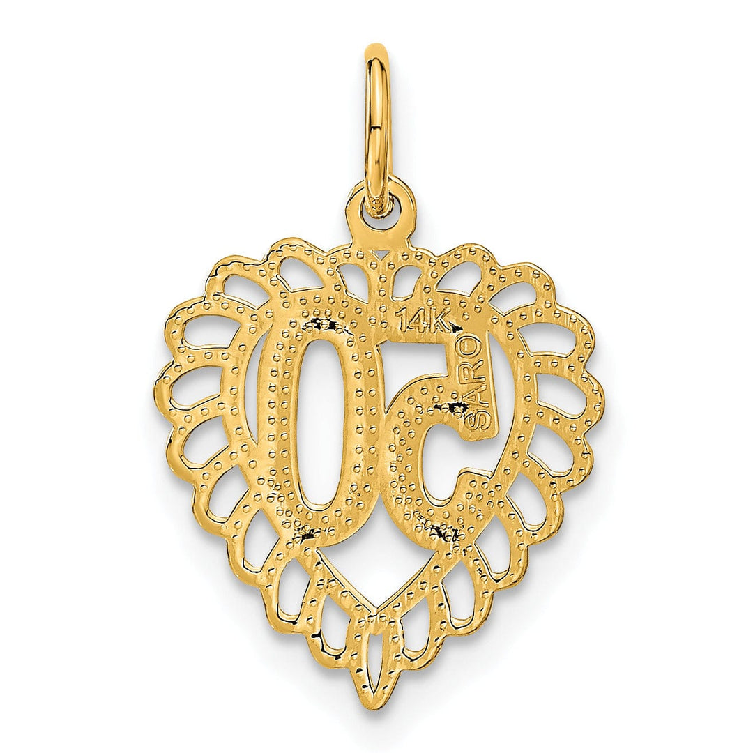 14k Yellow Gold 50 in Heart Charm Pendant