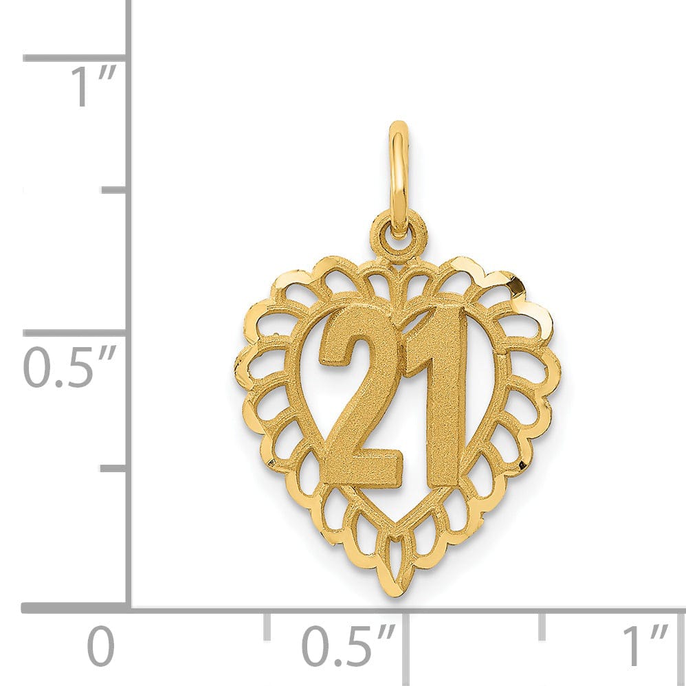 14k Yellow Gold 21 in Heart Charm Pendant