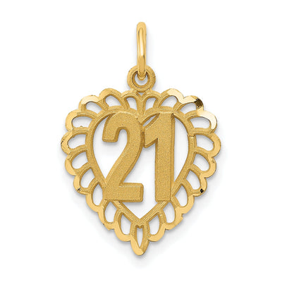 14k Yellow Gold 21 in Heart Charm Pendant