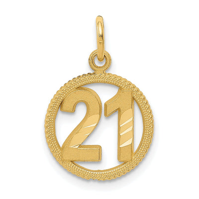 14k Yellow Gold #21 in A Circle Pendant.