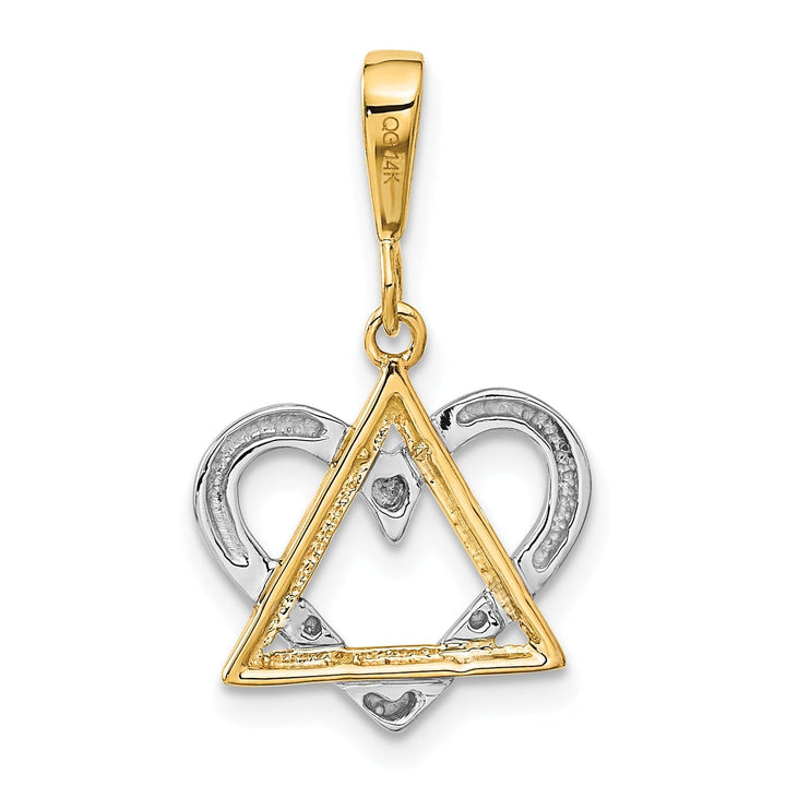 14k Yellow White Gold Polish Finish Star Of David Heart Design Pendant