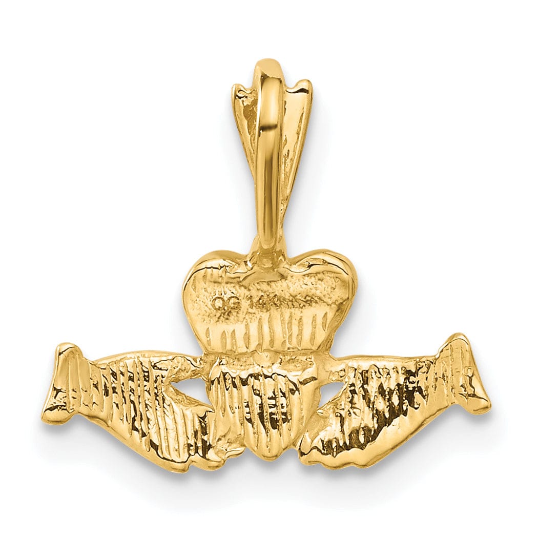 14k Yellow Gold Claddagh Charm Pendant