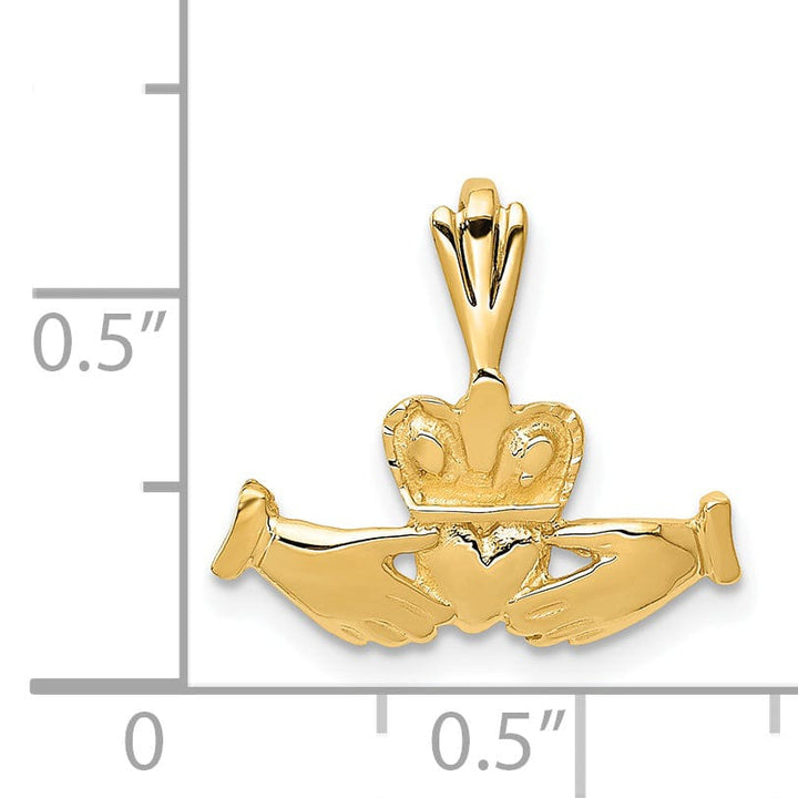 14k Yellow Gold Claddagh Charm Pendant