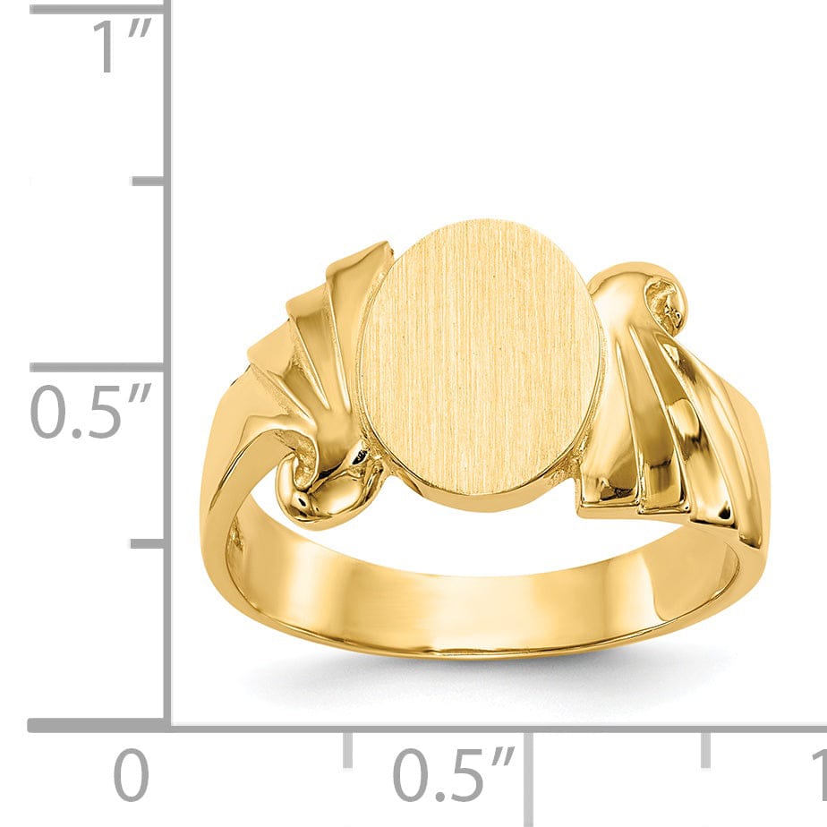 14k Yellow Gold Polished Satin Signet Ring