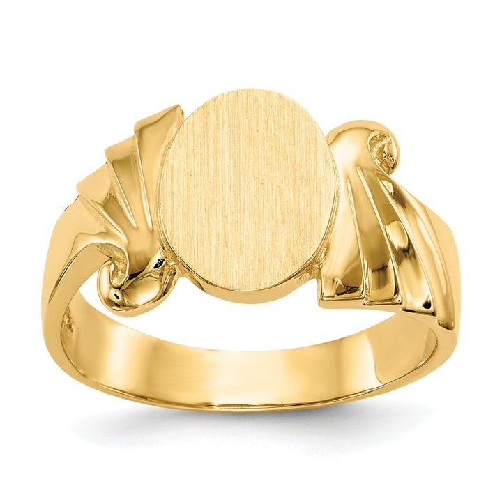 14k Yellow Gold Polished Satin Signet Ring