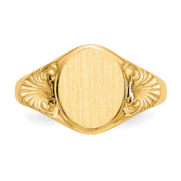 14k Yellow Gold Polished Satin Signet Ring