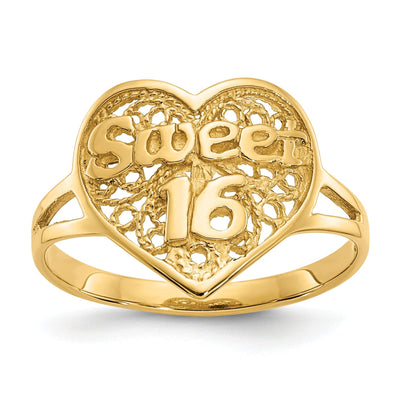 14k Yellow Gold Sweet 16 Heart Ring at $ 144.46 only from Jewelryshopping.com