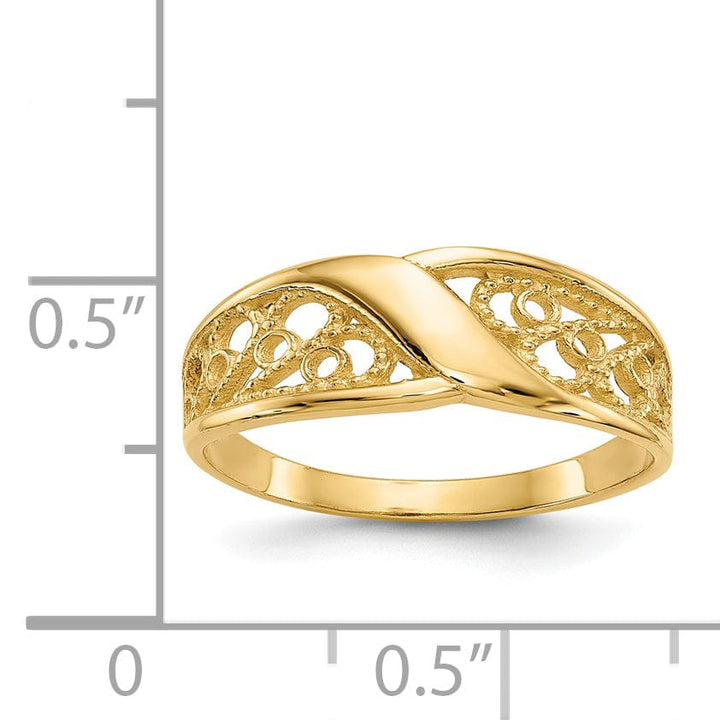 14k Yellow Gold Polished Filigree Ring