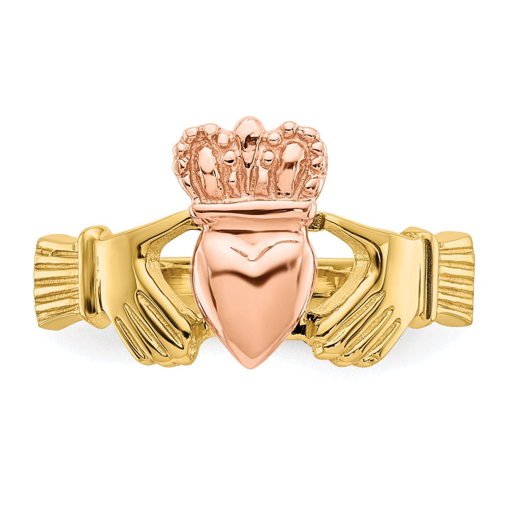 14kt two tone gold ladies claddagh ring