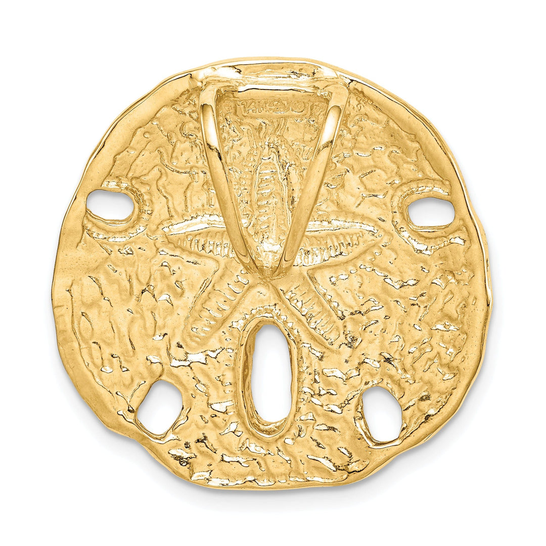 14k Yellow Gold Solid Polished Sand Dollar Slide Pendant