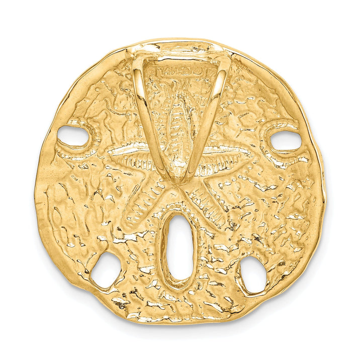 14k Yellow Gold Solid Polished Sand Dollar Slide Pendant