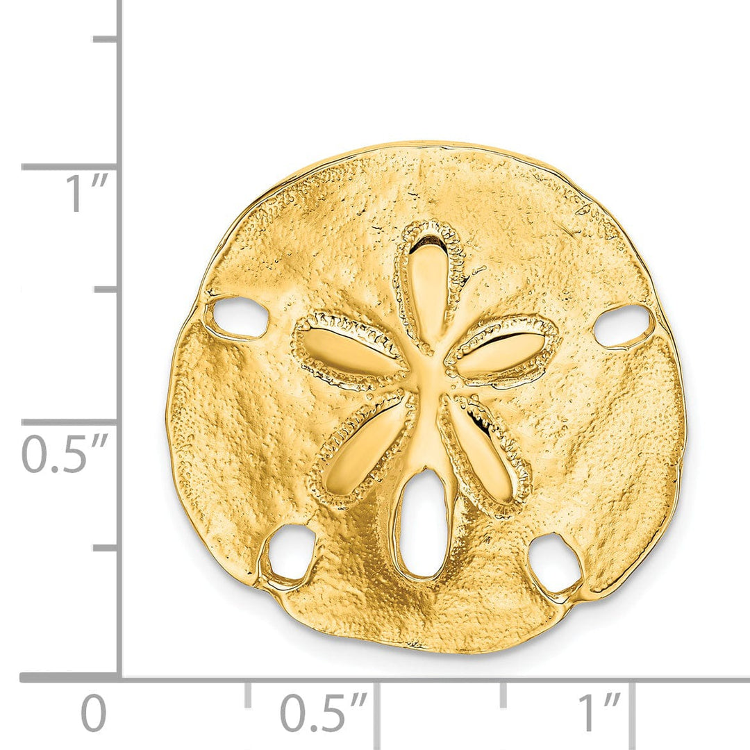 14k Yellow Gold Solid Polished Sand Dollar Slide Pendant