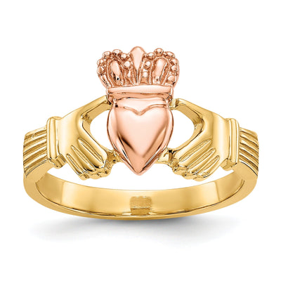 14kt two tone gold ladies claddagh ring at $ 323.89 only from Jewelryshopping.com