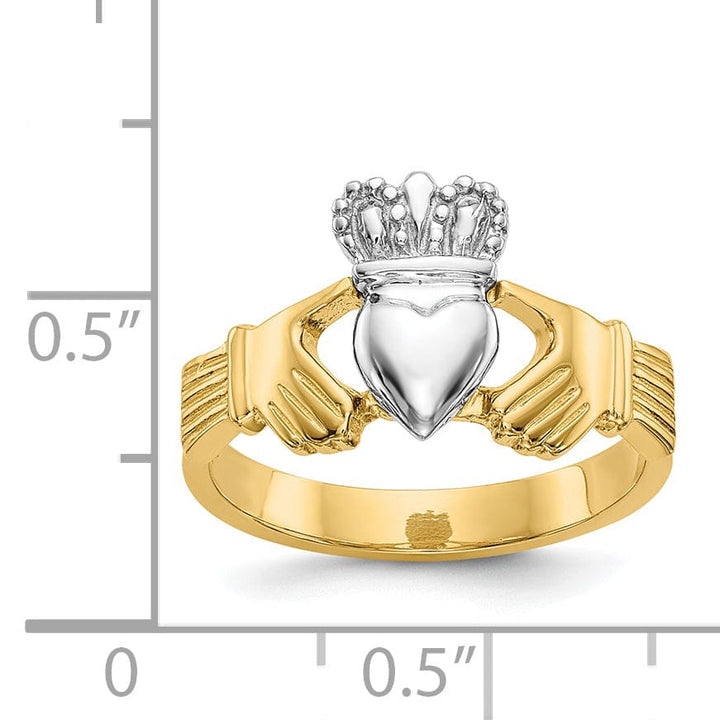 Claddagh ladies ring 14kt two tone gold ring