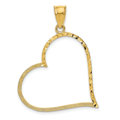 14k Yellow Gold Large Reversible Heart Pendant