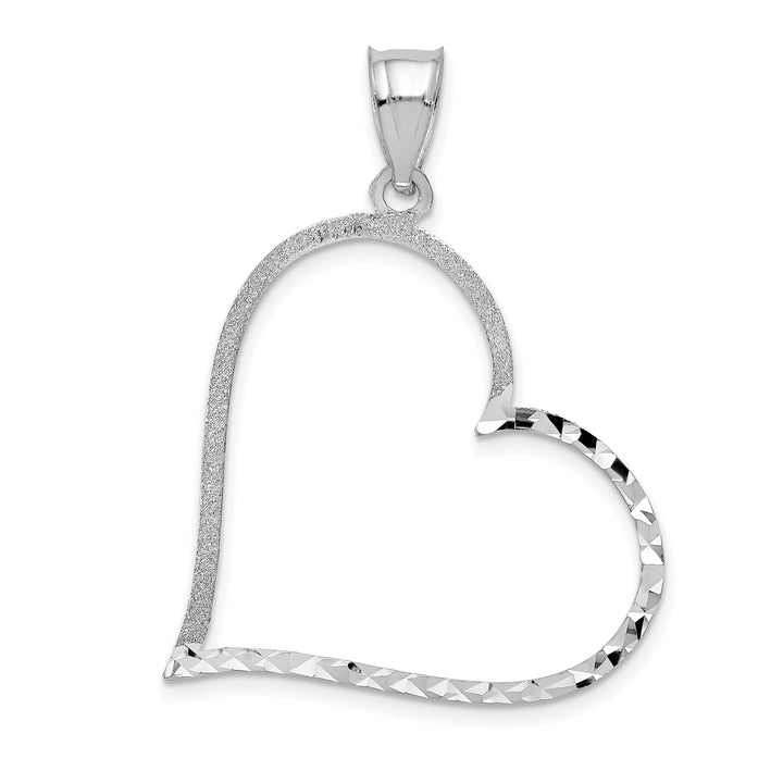 14k White Gold Large Reversible Heart Pendant