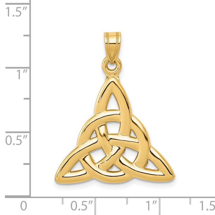 14k Yellow Gold Textured Polished Finish Mens Trinity Knot Design Charm Pendant