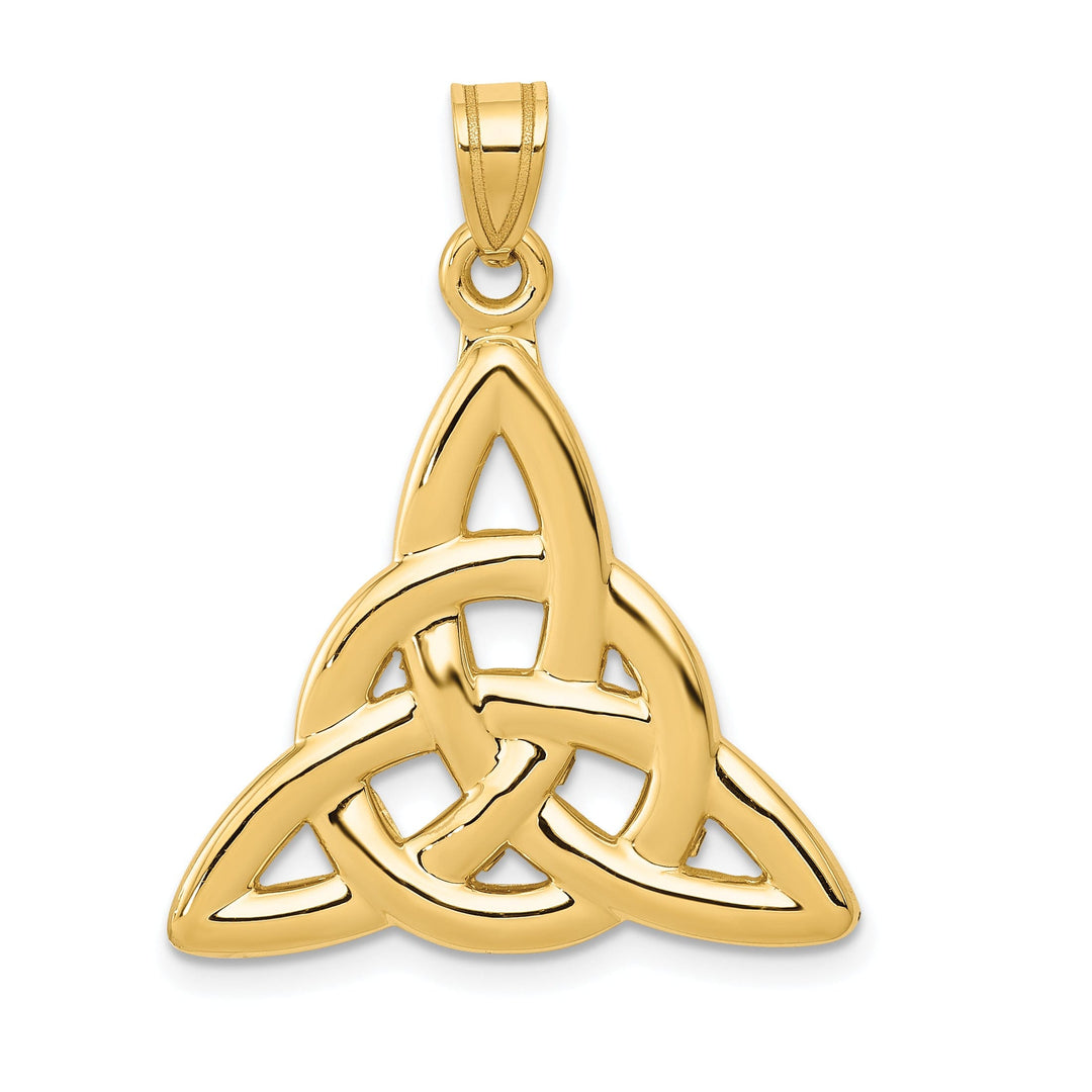 14k Yellow Gold Textured Polished Finish Mens Trinity Knot Design Charm Pendant