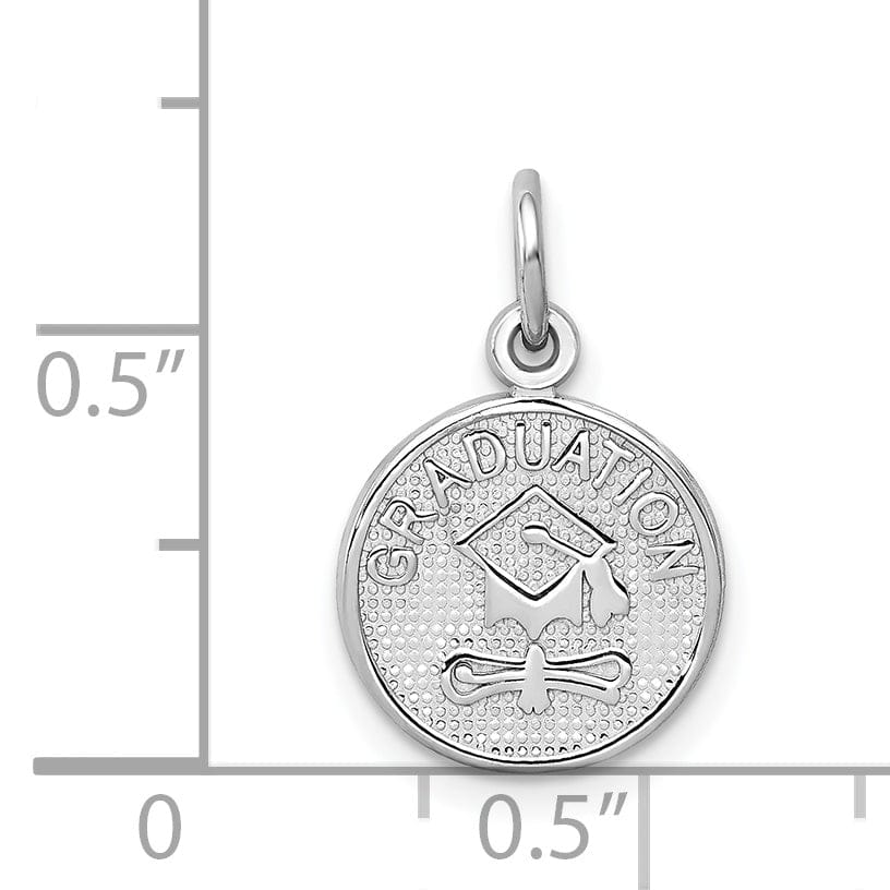 14k White Gold Graduation Disc Charm