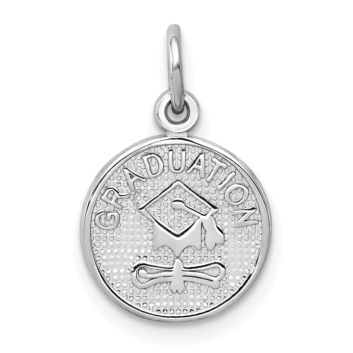 14k White Gold Graduation Disc Charm