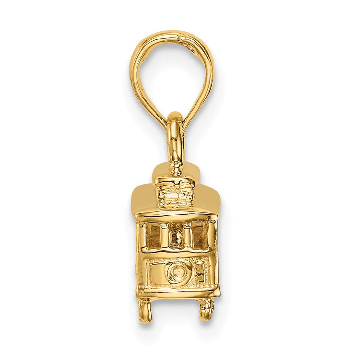 14k Yellow Gold Solid Textured Polished Finish 3-Dimensional Trolley Car Charm Pendant