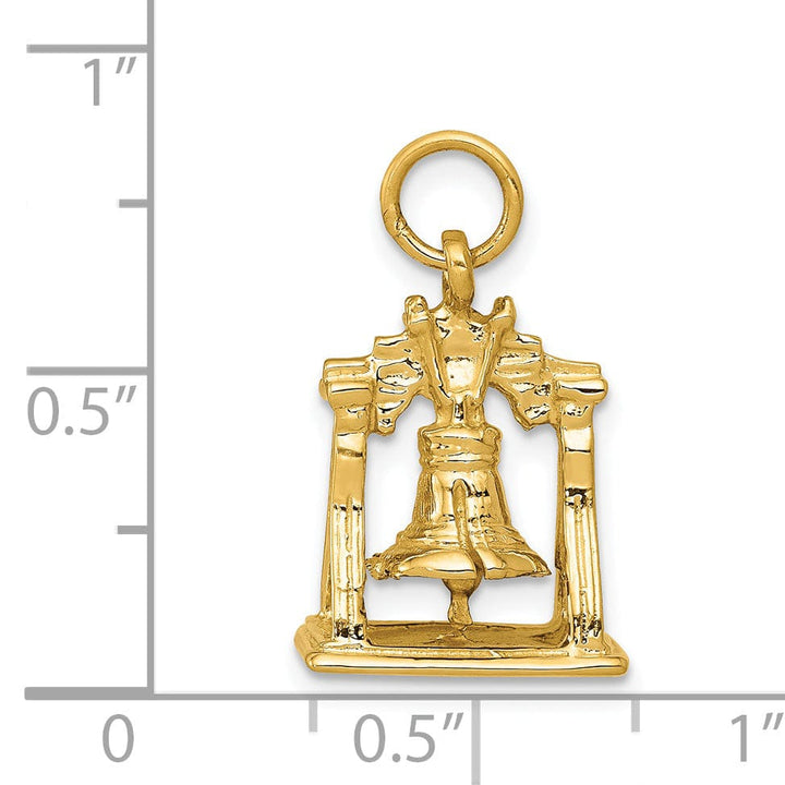 14k Yellow Gold Solid 3-D Liberty Bell Charm